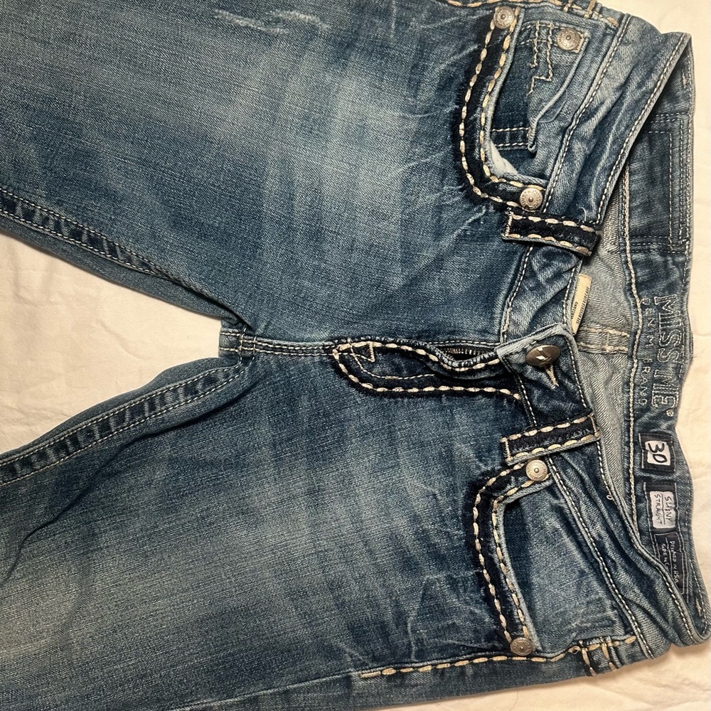 Miss Me Blue Boot Cut Jeans with Classic Stitching
